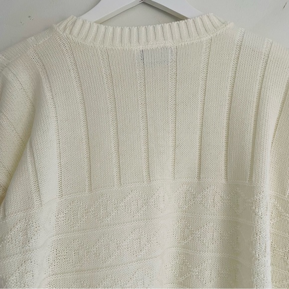 Vintage 70s 80s LAUREN KNITWEAR CORP Cream White Cable Knit Sweater - Picture 14 of 16